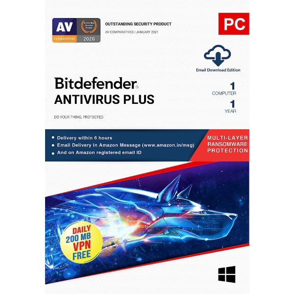 Bitdefender Antivirus Plus 1 User 1 Year Email Delivery